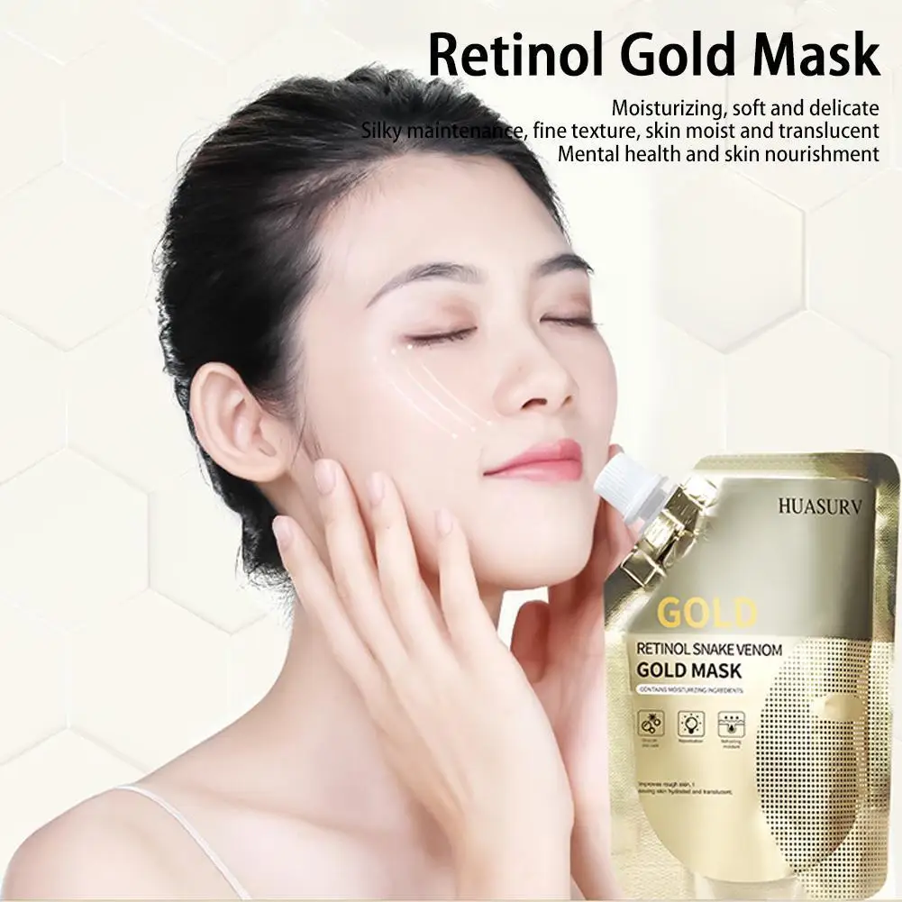 

100g Retinol Gold Mask Women Face Moisturizing Skin Pore Anti-aging Mask Off Film Clear Tear Care Mud Control Clean Oil G8A1