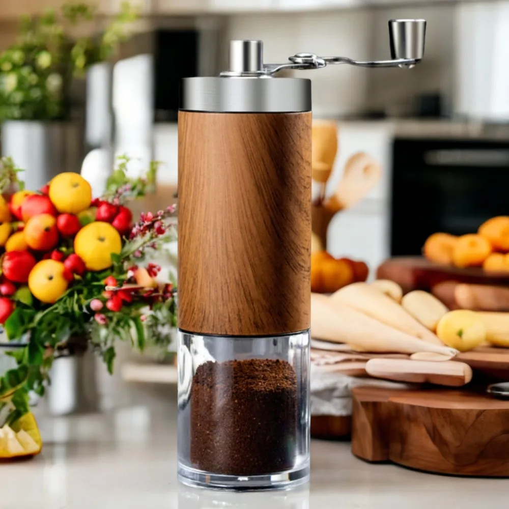 Ideal for achieving the perfect cup of Joe, this excellent stainless steel manual coffee grinder is perfectly crafted with a pre