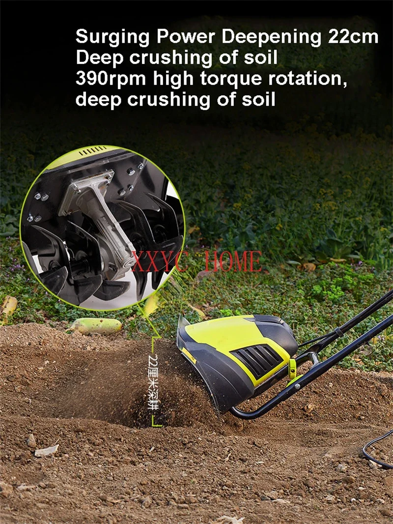 2400W/1500W Electric Small-scale Scarifier Plow Multifunctional Garden Rotary Cultivator Bulldozer Agricultural Rotary Tiller