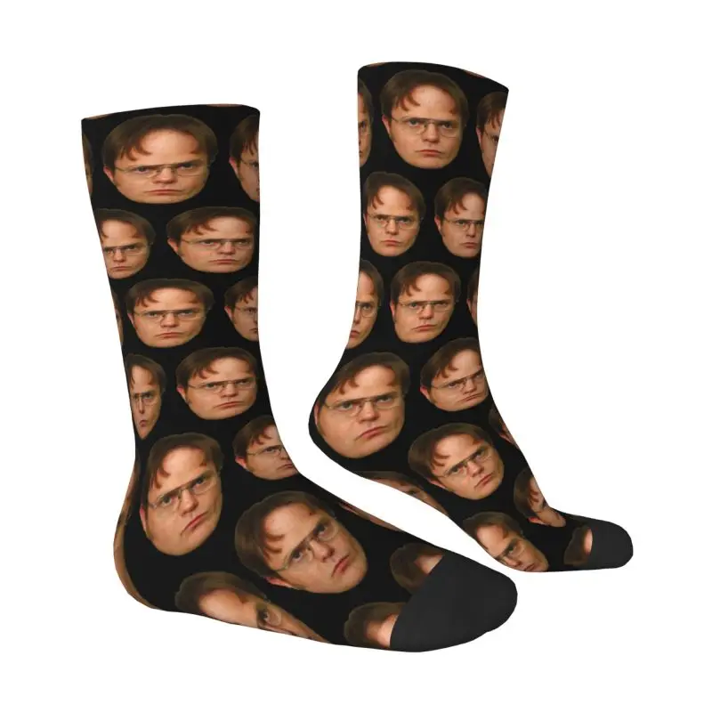 Dwight Schrute Head Men's Crew Socks Unisex Fashion 3D Printing Funny The Office TV Dress Socks