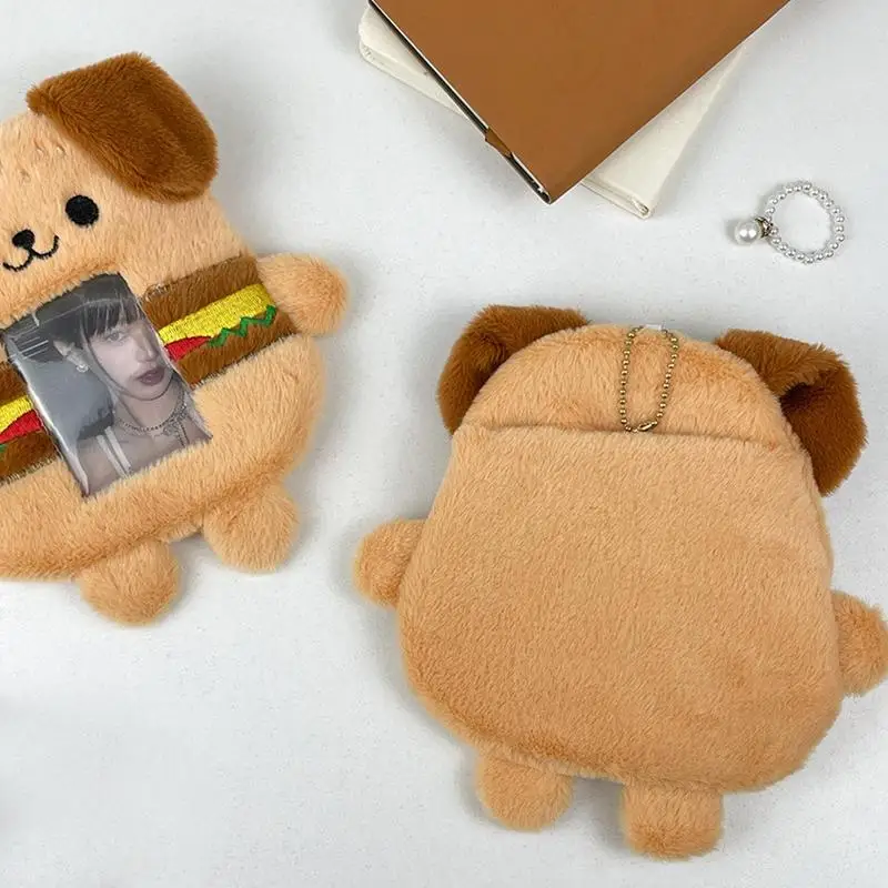 Photocard Protective Sleeve Plush Photo Card Holder Protective Sleeve Hamburger Dog Design Protective Card Sleeve For Celebrity