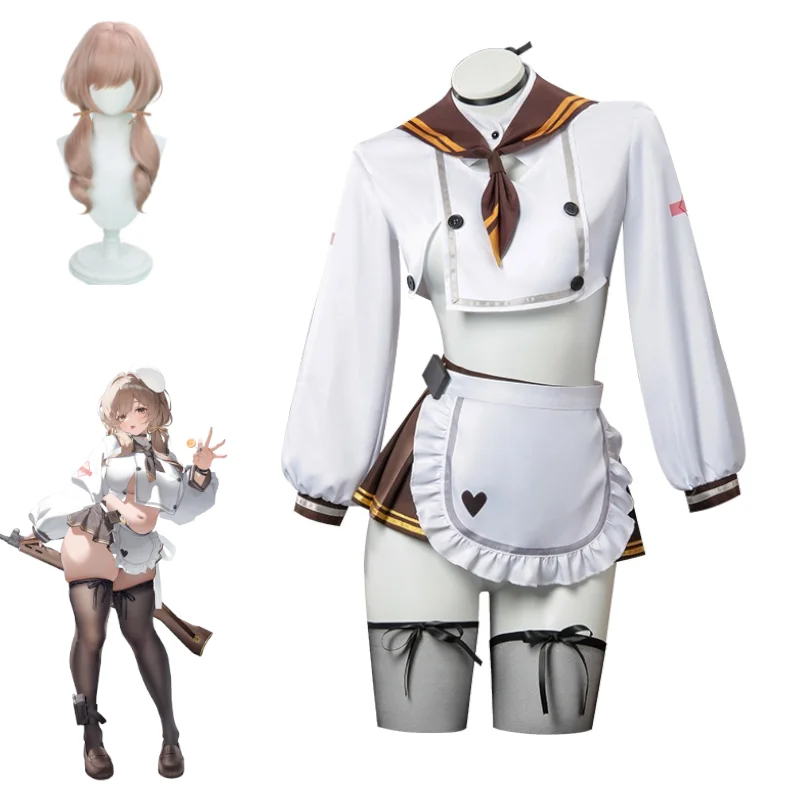 

NIKKE Bready Cosplay Costume Sweet Sailor Maid Dress Outfit Goddess of Victory Bready Wig Halloween Party Game Anime Uniform