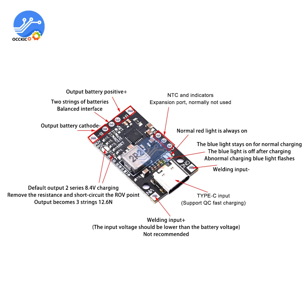 High-power Lithium Battery Pack Charging Board 3S BMS Boost Quick Charge QC 3.7V Polymer UAV Charging Module