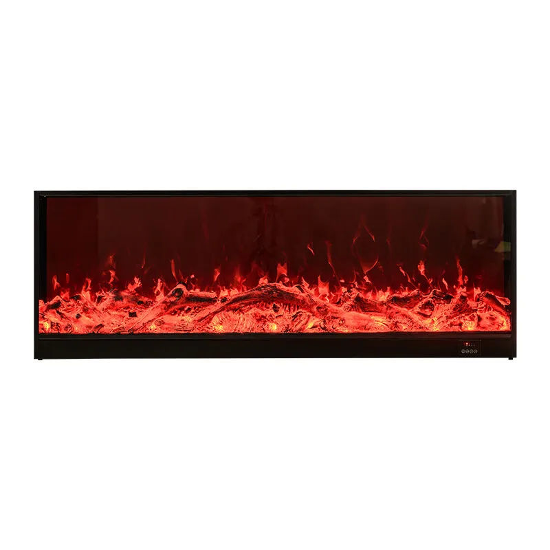 Modern LED Linear Electric Fireplace Wall Mounted Recessed English Manual Control Flame Heater For Household Indoor Use Insert