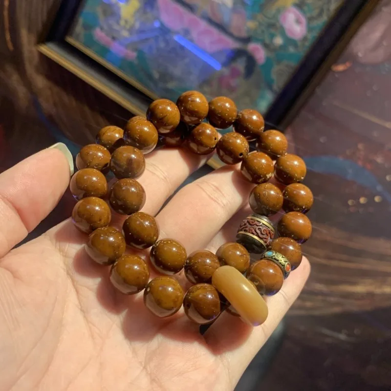 Purple Gold Rat Round Glossy Bead , Bodhi Buddha Beads, Rosary, Handheld Ornament, Rare Cultural Item, Unisex Bracelet