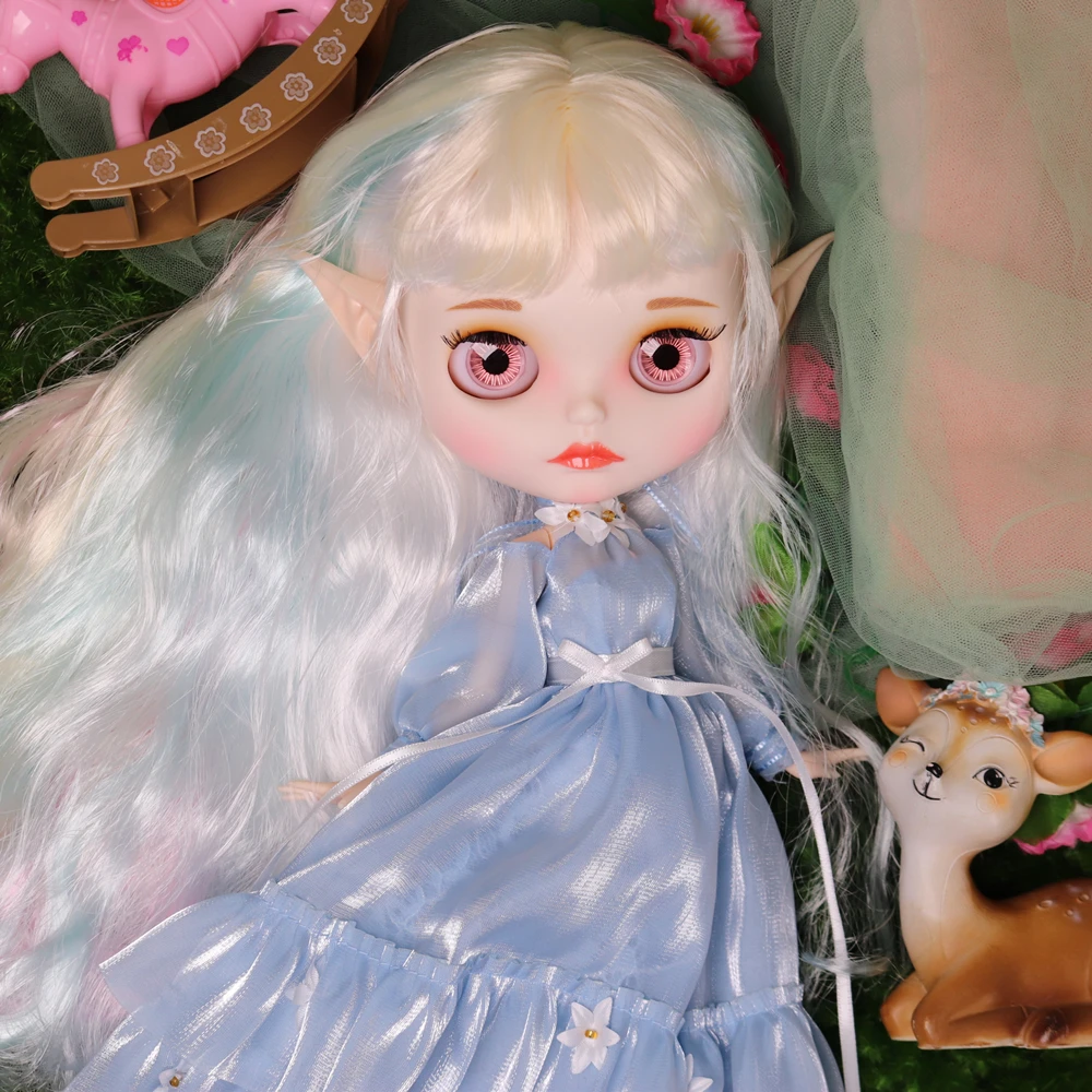 ICY DBS ブライスドール プリンセスドレス レインボーヘアカラー フェアスキン マットフェイス 30cm BJDドール 服付き 女の子向け フェスティバルギフト