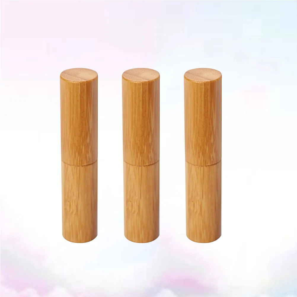 3 contenitori vuoti per balsamo labbra da 12,1 mm, riutilizzabili, effetto bambù, tubetto rossetto fai da te, meccanismo scorrevole, ideali per viaggi e lavoro, colore oro
