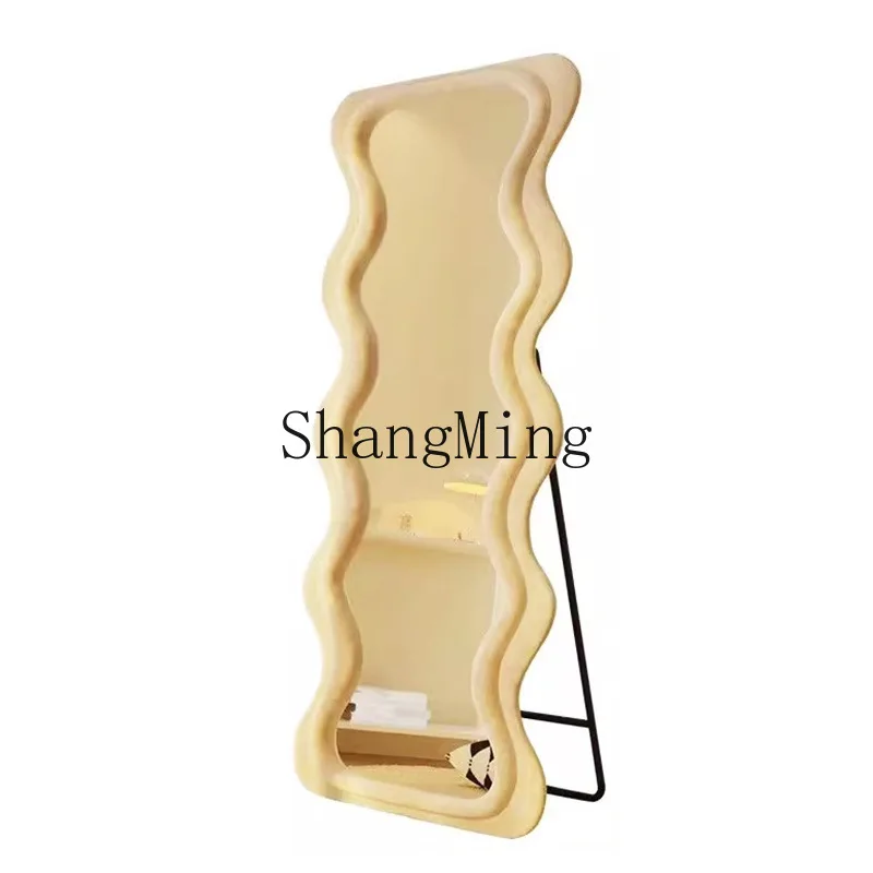 

CL household dressing mirror bedroom fitting mirror cream wind flat head wave full body mirror floor-to-ceiling