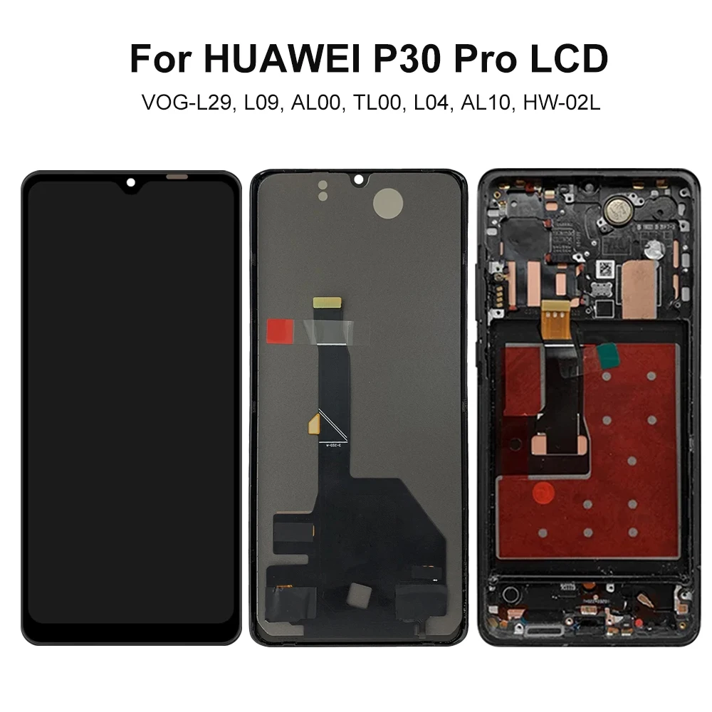 P30 Pro TFT LCD Screen Assembly for Huawei P30 Pro VOG-L29 VOG-L09 LCD Display Touch Screen Digitizer with Frame Replacement