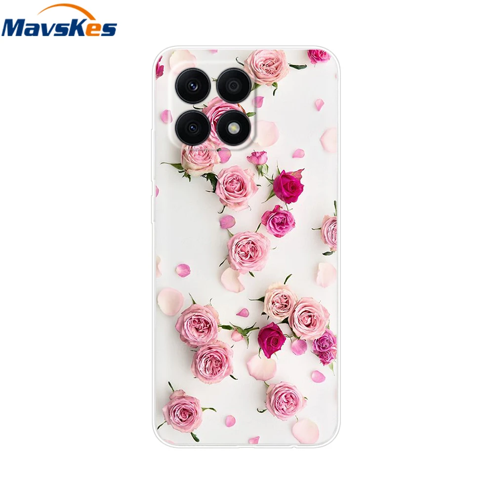 For Honor X8A Case Cover HonorX8A 2023 Phone Case Heart Butterfly Pattern Soft Silicone TPU Back Cover for Huawei Honor X8A X 8A