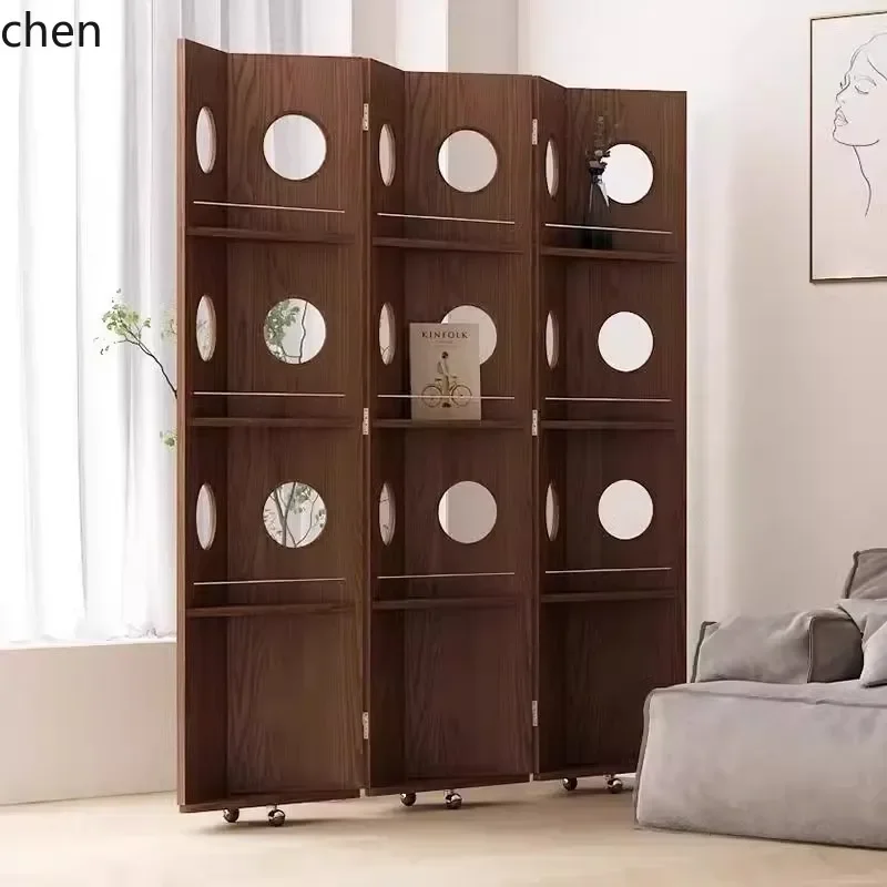 retro display screen solid wood partition foldable home semi-transparent bed and breakfast living room