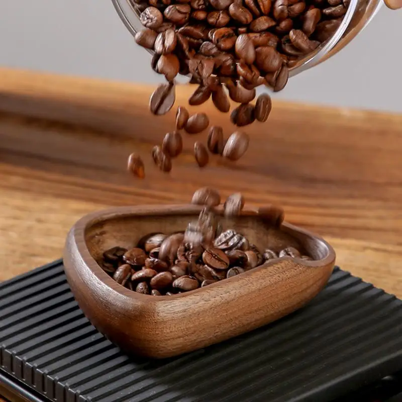 Wooden Coffee Bean Bowl Dosing Cup Coffee Cupping Tray Espresso Walnut Coffee Accessories Bean Measuring Cup for Milk Tea Homes