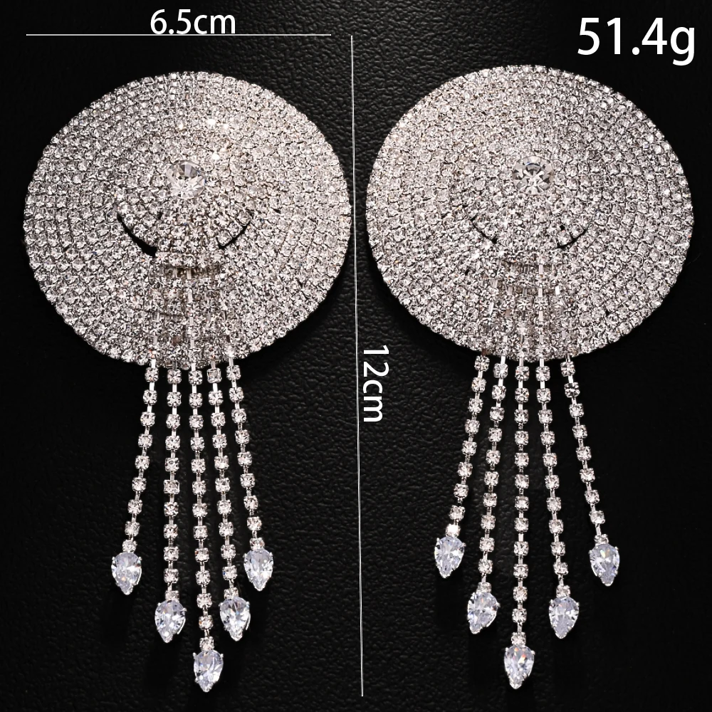 Stonefans Sexy Tassel Nipple Pasties Stickers Reusable Body Jewelry Nightclub Round Rhinestone Chest Sticker Cover Women Party