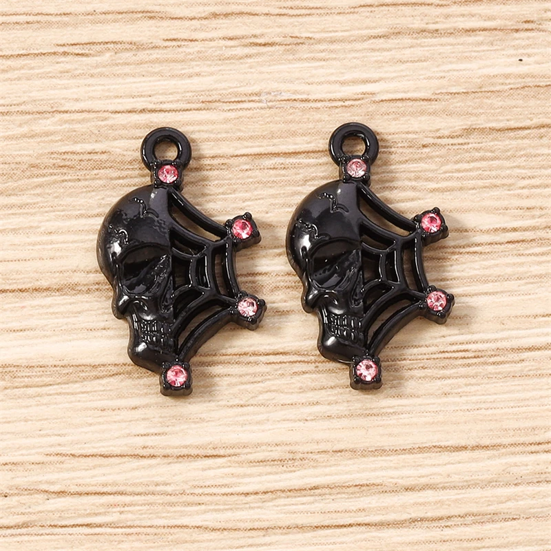 5 Stück 11x19mm Punk-Metall-Skelett-Spinnennetz-Anhänger für die Herstellung von Halsketten, Ohrringen, Armbändern, DIY-Bastelarbeiten und Schmuckzubehör – Detail 11
