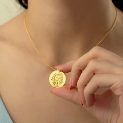 Personalized Engrave Name Photo Custom Necklace Stainless Steel Customize Coins Pendant Neck Collar Jewelry Exclusive Choker