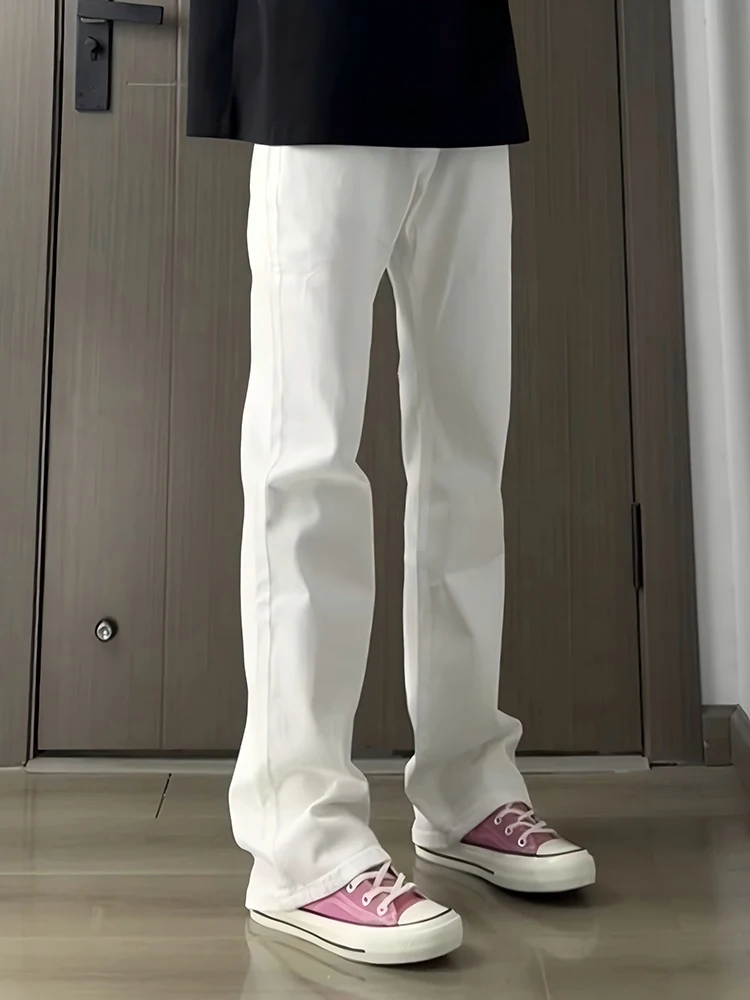 

Мужские летние тонкие джинсы Cleanfit белого цвета с прямыми штанинами, американского кроя, с высокой талией, облегающие, расклешенные книзу, из денима