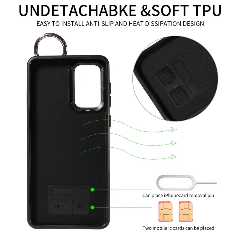 Wallet Anti Drop Lifting Ring Leather Cover For Samsung Galaxy A05s A13 A14 A15 A32 A34 A35 A52 A53 A54 A55 S24 Ultra S23 FE S22