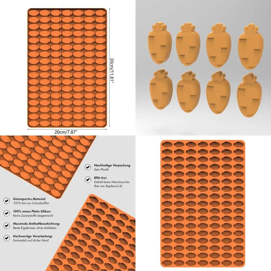 

E8BD Easter Carrot Silicone Mould Fondant Craft Molds Chocolate Candies Making Tool DIY Decor Supplies for Cake Chocolate