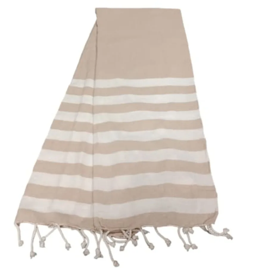 Atout Ciel Serviette de Plage, Fouta rayée avec franges 90 x 180 cm, Lin