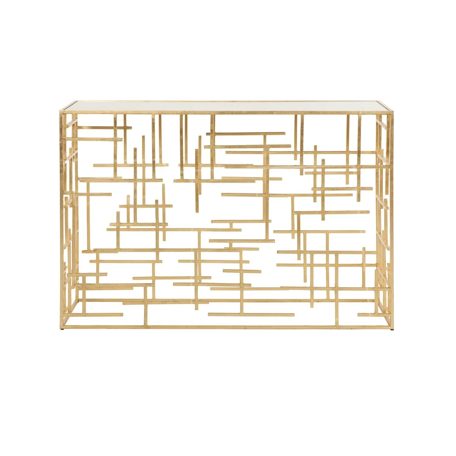 

American light luxury wrought iron gold foil/silver foil coffee table