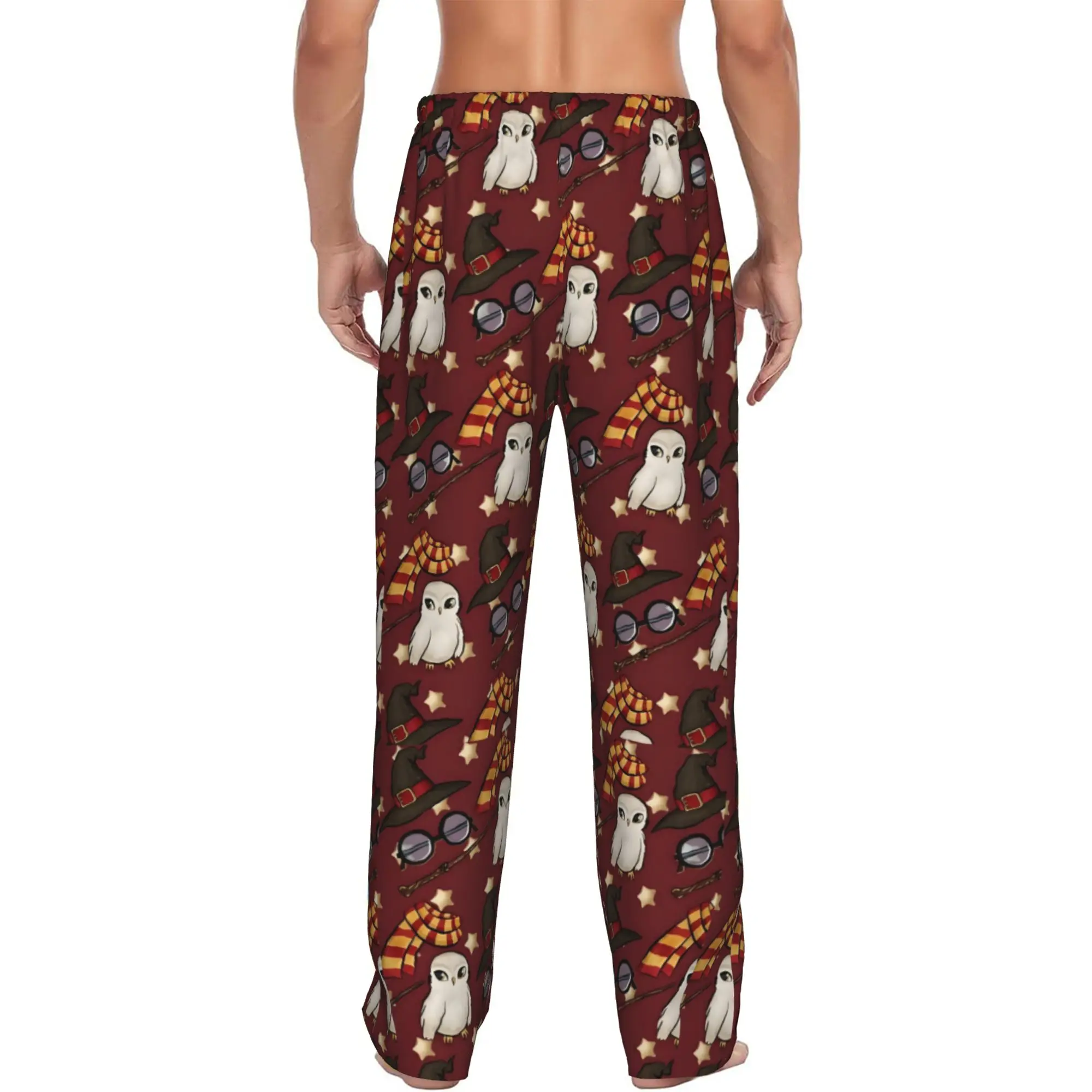 Custom Print H-Harryed Halloween Pajama Pants Men's Magic School Sleep Sleepwear Bottoms with Pockets