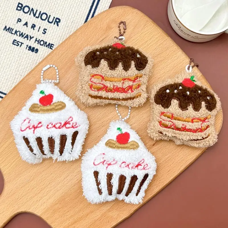 

Sweet Cute Cake Squeak Plush Keychain Cartoon Dessert Stuffed Doll Pendant Car Key Ring Backpack Decoration Accessories Gifts