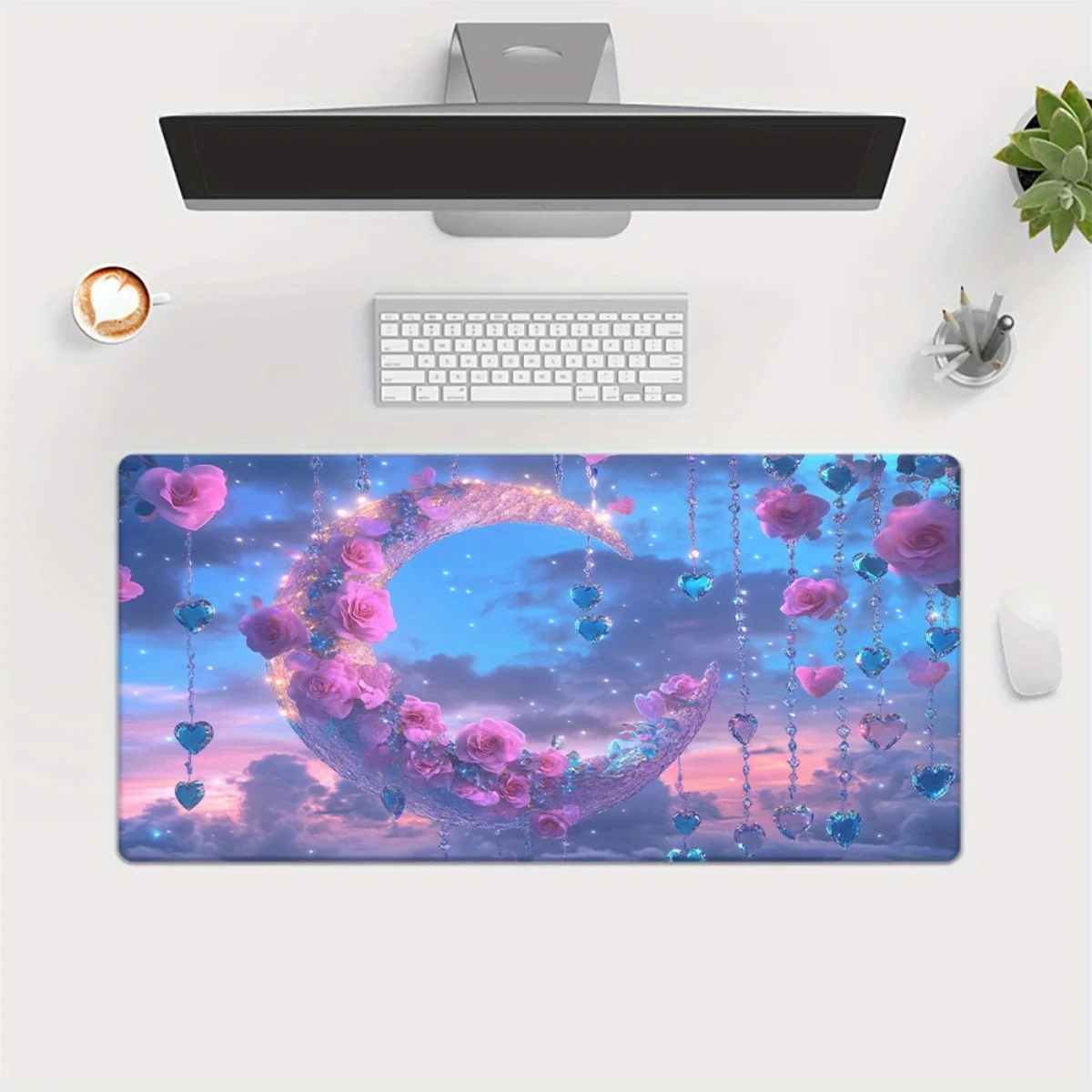 

1pc XXL Cloud-Shaped Pink Balloons Sky HD Printed Mousepad, Rubber Desk Mat for Gaming, Keyboard, and PC, Multi-Functional Offic