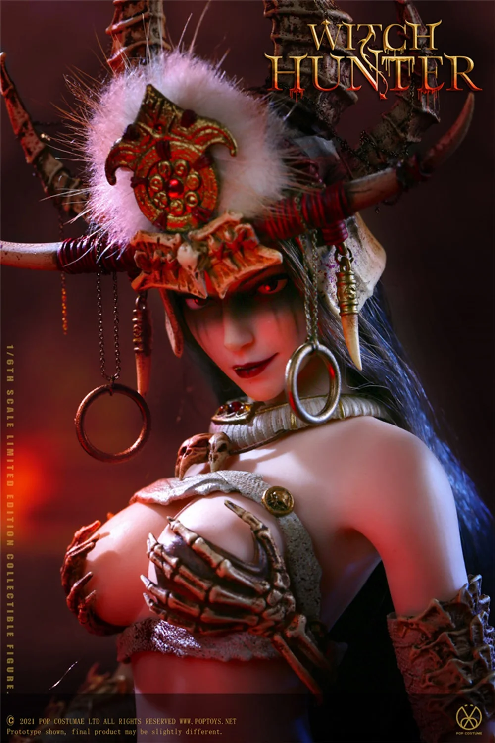 

POPTOYS 1/6 WH001 Bloody Shaman Aphaia Witch Hunter Black Shaman Bone Chest Armor PVC Material For 12inch Female Action Figures