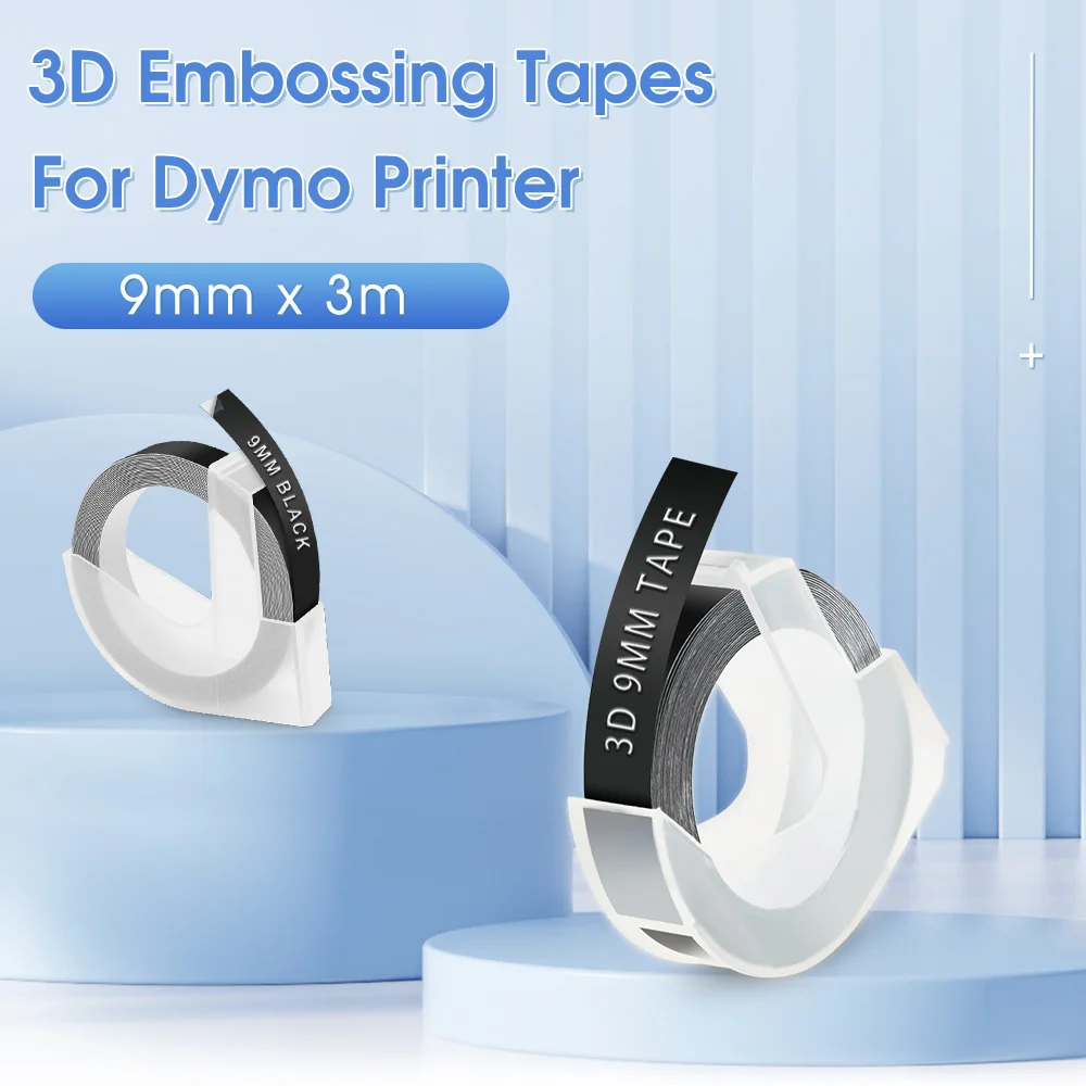 Vixic 1pcs Compatible Dymo Printer 3D Embossing Tapes 9mm Plastics Label Replace for Dymo 12965 Label Maker Omega S Labeller