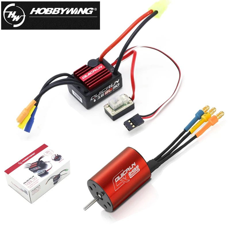 Hobbywing QuicRun WP-16BL30 regolatore di velocità senza spazzole 30A ESC + 2435 4500kv motore per auto RC 1/16 e 1/18