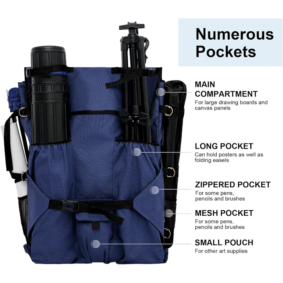 JJRING Mochila de artista Plein Air de alta resistencia con correa de mano Bolsa de mano para suministro de arte para transportar tableros de dibujo de ilustraciones de 18x24 B