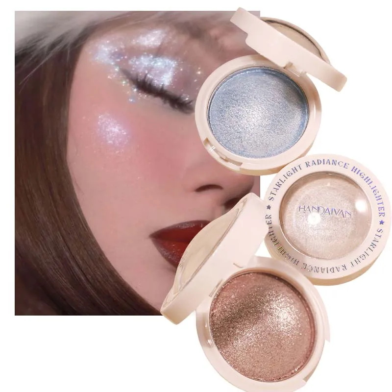 Palette de fards à paupières monochromes, surligneur scintillant, boue nacrée, bleu pêche, paillettes, Contour du visage, éclaircissant le corps, maquillage HANDAIYAN