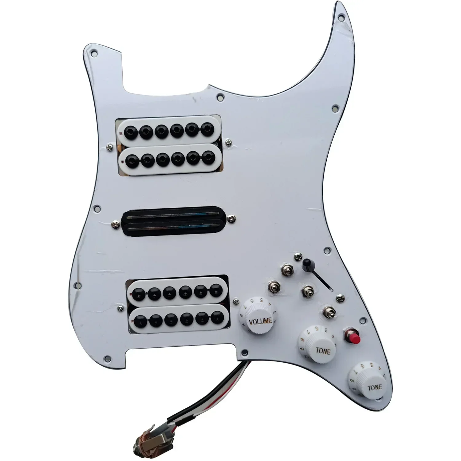 

Upgrade Prewired Loaded ST Pickguard Humbucker Pickups Set Kit Multi Switch for ST Guitar,Black White Pearl Color