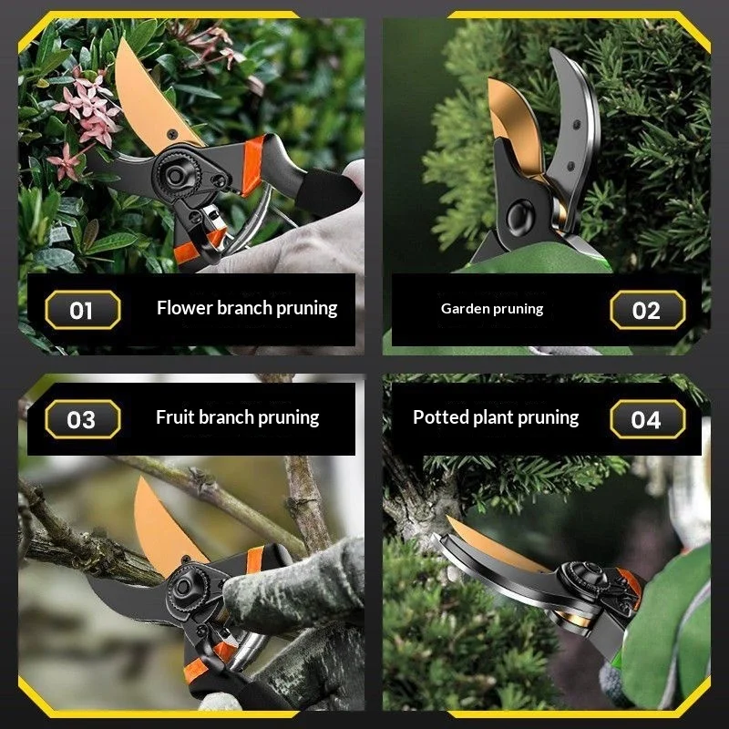 

2pcs Garden Pruning Shears Sharp SK5 Steel Blade Bypass Secateurs Ergonomic Handle for Tree Branch Shrub Rose
