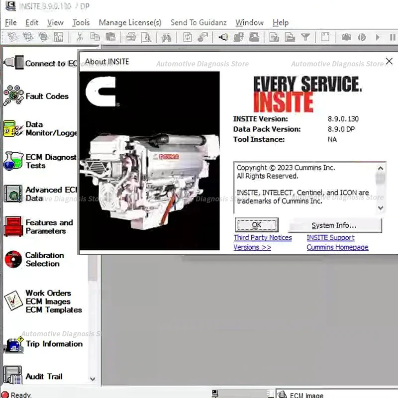 Newest Cummin Insite 8.9 PRO + free Keygen Cummin 8.9 Engine Diagnostic Software Fault Code Engine Tests Adjustment Remove ECM