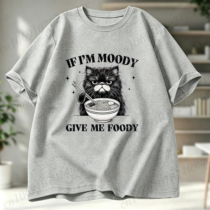 Wenn ich düster bin, gib mir ein Foody-T-Shirt, lustiges Katzen-Sarkasmus-Shirt, sarkastische T-Shirts, Sommermode-T-Shirts für Damen und Herren, kurzärmelige Geschenke – Detail 2
