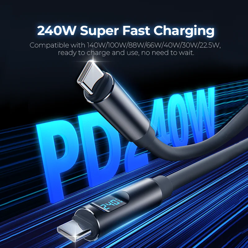 NNBILI 240 واط USB نوع C إلى USB C كابل 100 واط PD شحن سريع سلك شاحن لماك بوك برو شاومي سامسونج محمول USBC الحبل 1.2/1.8 #3