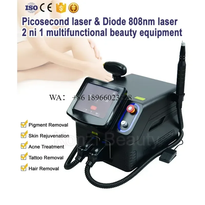 WMWMNU Portable 2 in 1 Diode Pico for 808 Hair Removal Picosecond Tattoo Pigment Removal Beauty Salon Equipment