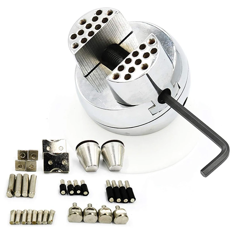 

3 Inch Standard Block Ball Vise Engraving Setting Tool Jewelry Engraving Block Tools Engraving Block Ball Vise Kit, With 28Pcs A