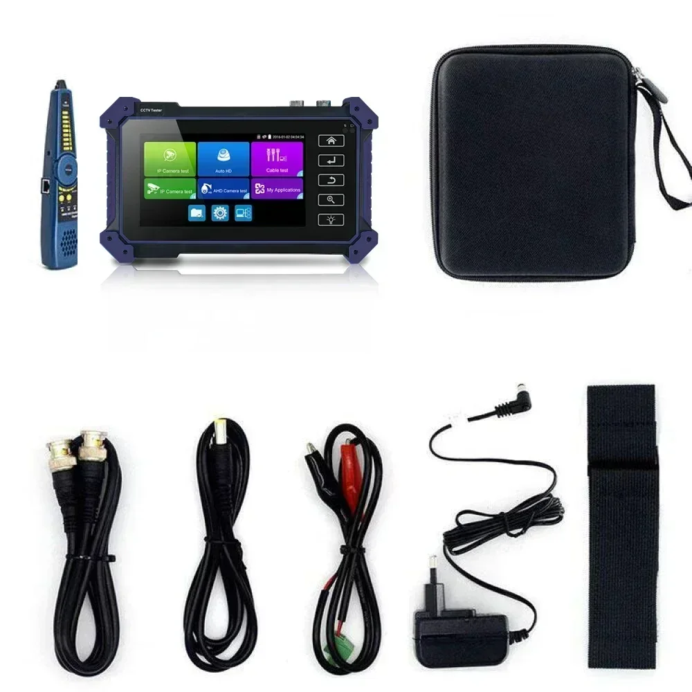 PEGATAH IPC Tester 5.0" CCTV AHD CVI TV SDI Camera Testing 4K IP Camera Tester PTZ VGA HDMI Input Cable Tracer CCTV Tester
