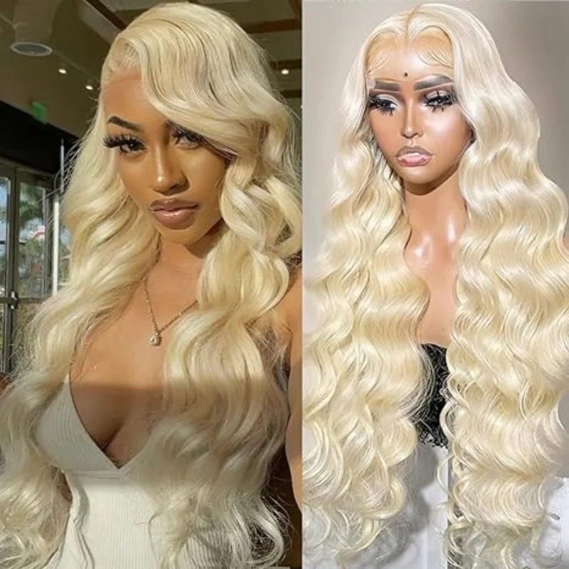 

613# 13*4 Body Wave HD Transparent Lace Front Wigs Blonde Wig 200 Density Pre Plucked Pre Cut With Natural Hairline 28 Inch