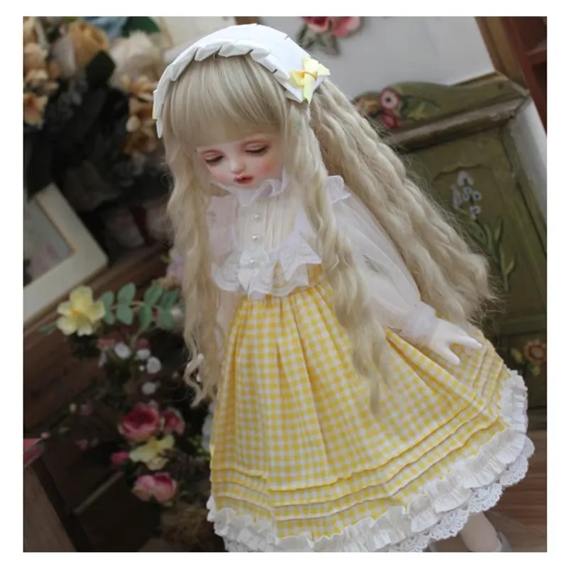 

Желтое платье BJD для куклы BJD SD Blyth 1/3 1/4 1/6 с повязкой для волос - аксессуары для кукол и одежда для коллекционной фигуры в масштабе 1/4
