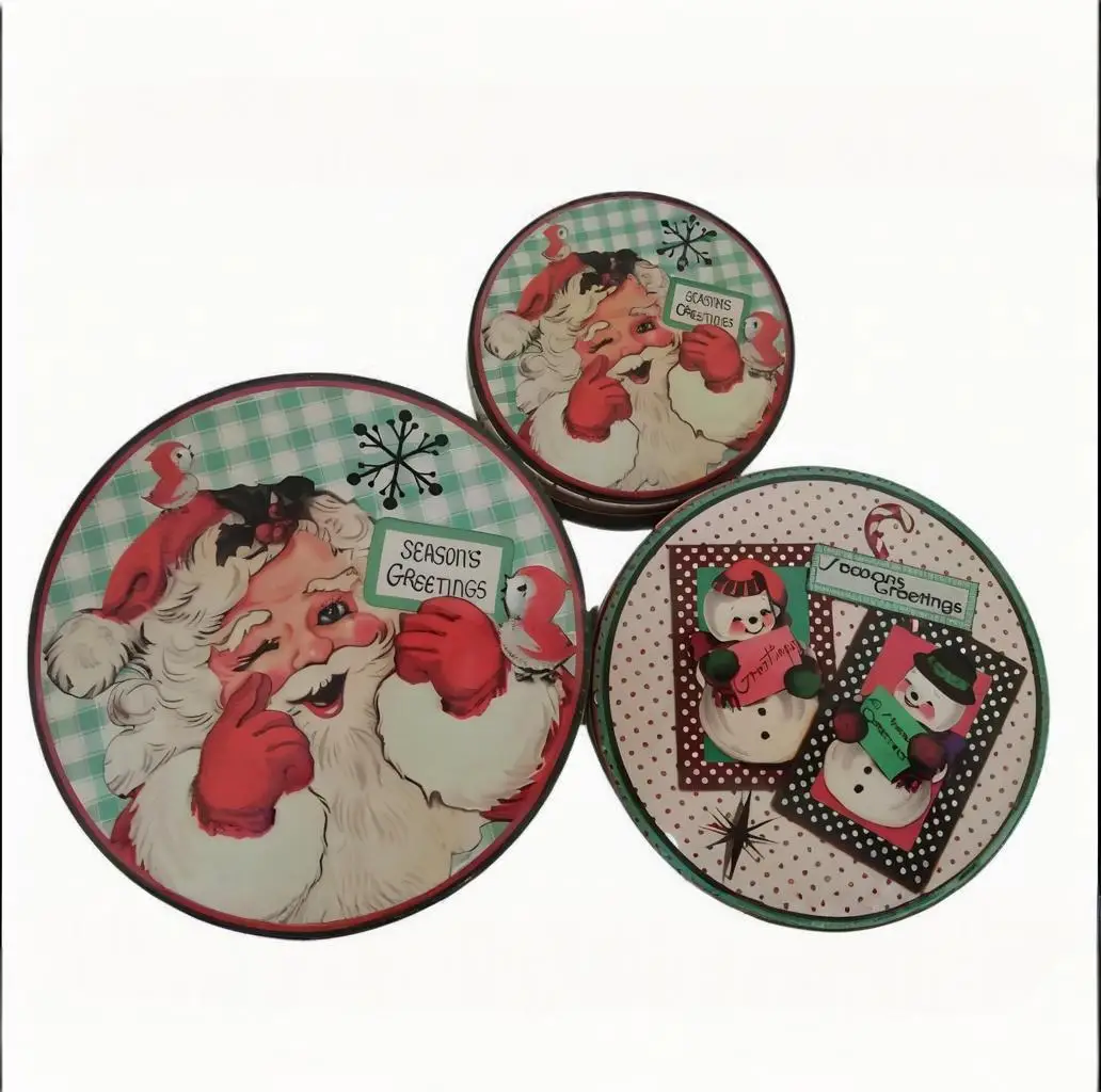 

Final 4 Sets Clearance Metal Santa Claus Storage Box Christmas Gifts Packing Iron Boxes 3PCS/set