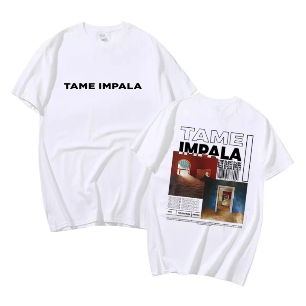 Tame Impala The Slow Rush Double Sided Print T-shirt Men's Lndie Pop Rock Music T Shirt Tops Men Women Vintage Oversized Tshirts