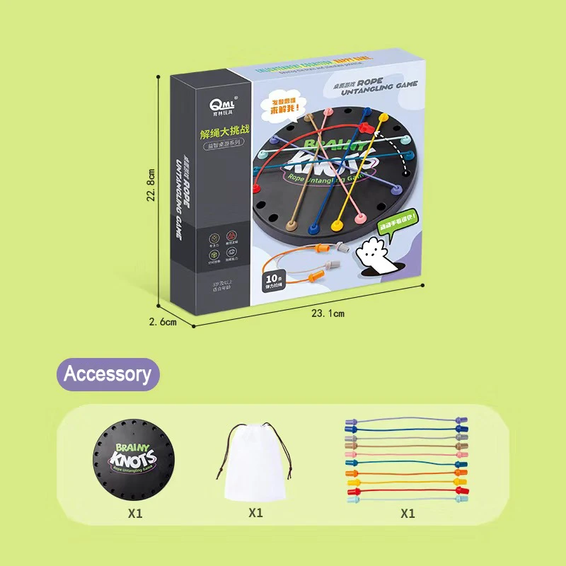 เด็กเชือก Knots Sensory Social Board เกมการคิดเชิงตรรกะท้าทาย Colore Twisted Connected Line กลยุทธ์สมองเกมตารางสนุก