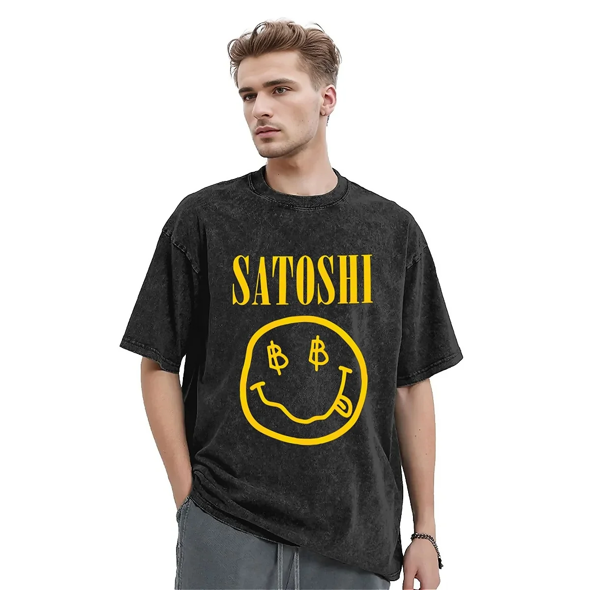 Blockchain Bitcoin Satoshi Yellow T Shirt Summer Funny Streetwear T Shirts 2024 Casual Harajuku Tshirt For Men Short Sleeve Tees