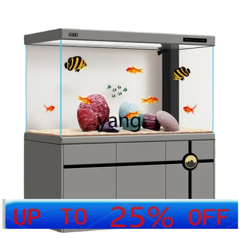 

LMMFish Tank Living Room Super White Bottom Filter Partition Large Floor Aquarium Smart Screen Home Ecology