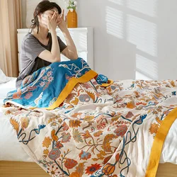 Summer Cotton Blankets Pastoral Style King Size Muslin Gauze Towelling Coverlet Double Bed Blankets Bedspreads On The Beds Sheet