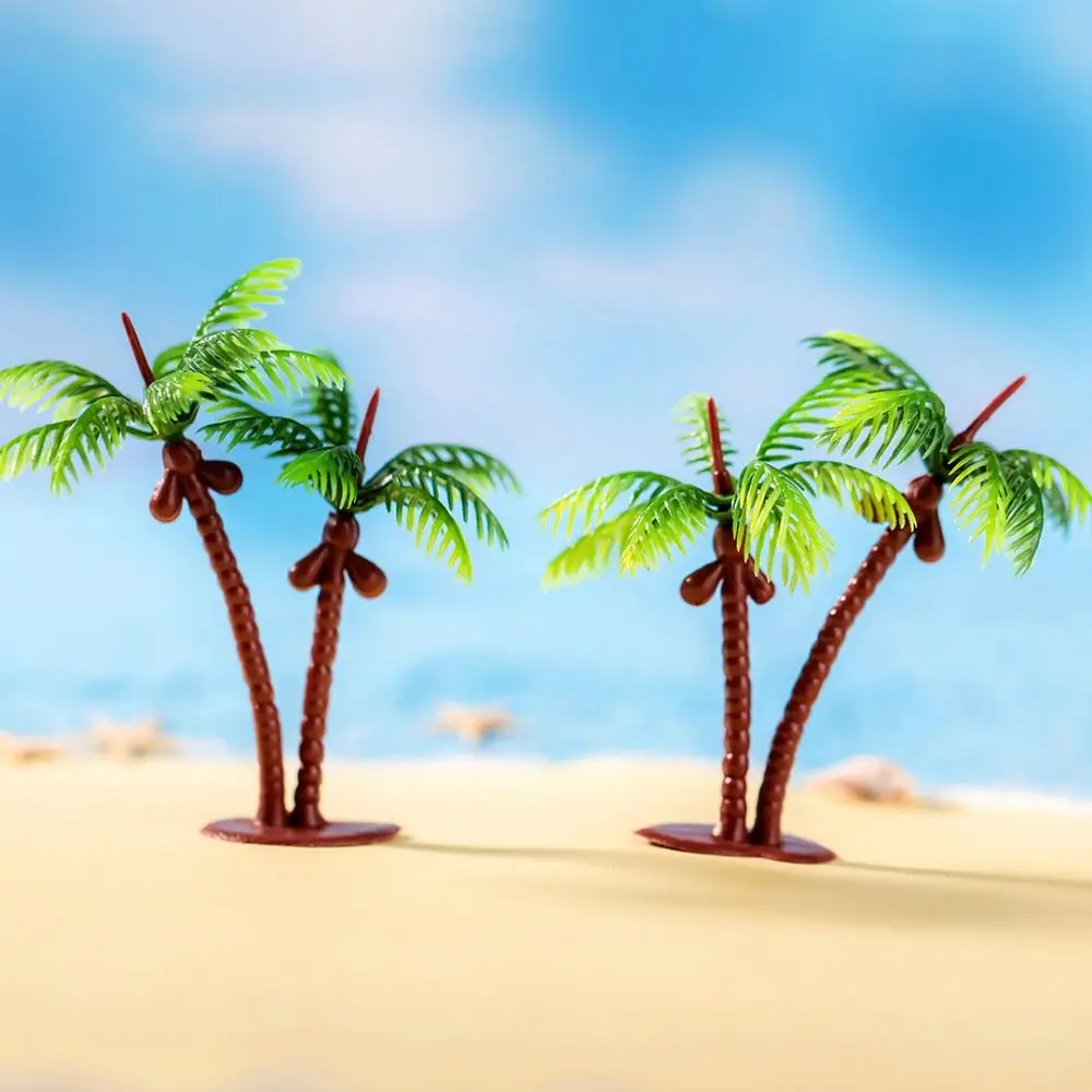 Decorative Mini Coconut Palm Tree Simulation Plastic Plastic Plant Model Coconut Palm Tree Figurines Mini Landscape Coconut Tree