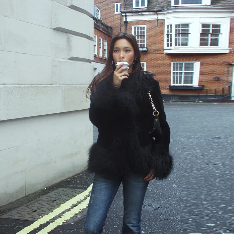 سترات عصرية كلاسيكية من الفرو الصناعي للنساء معاطف مفتوحة غير رسمية من القطيفة لخريف وشتاء 2025 ملابس خارجية أنيقة ودافئة عصرية